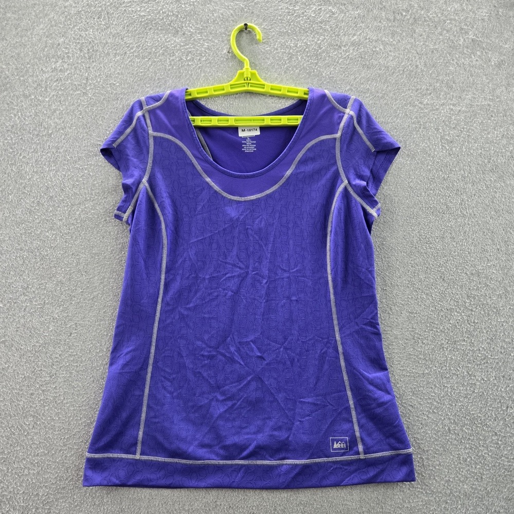 REI Women Shirt L Purple Activewear Logo Crew Neck Pullover